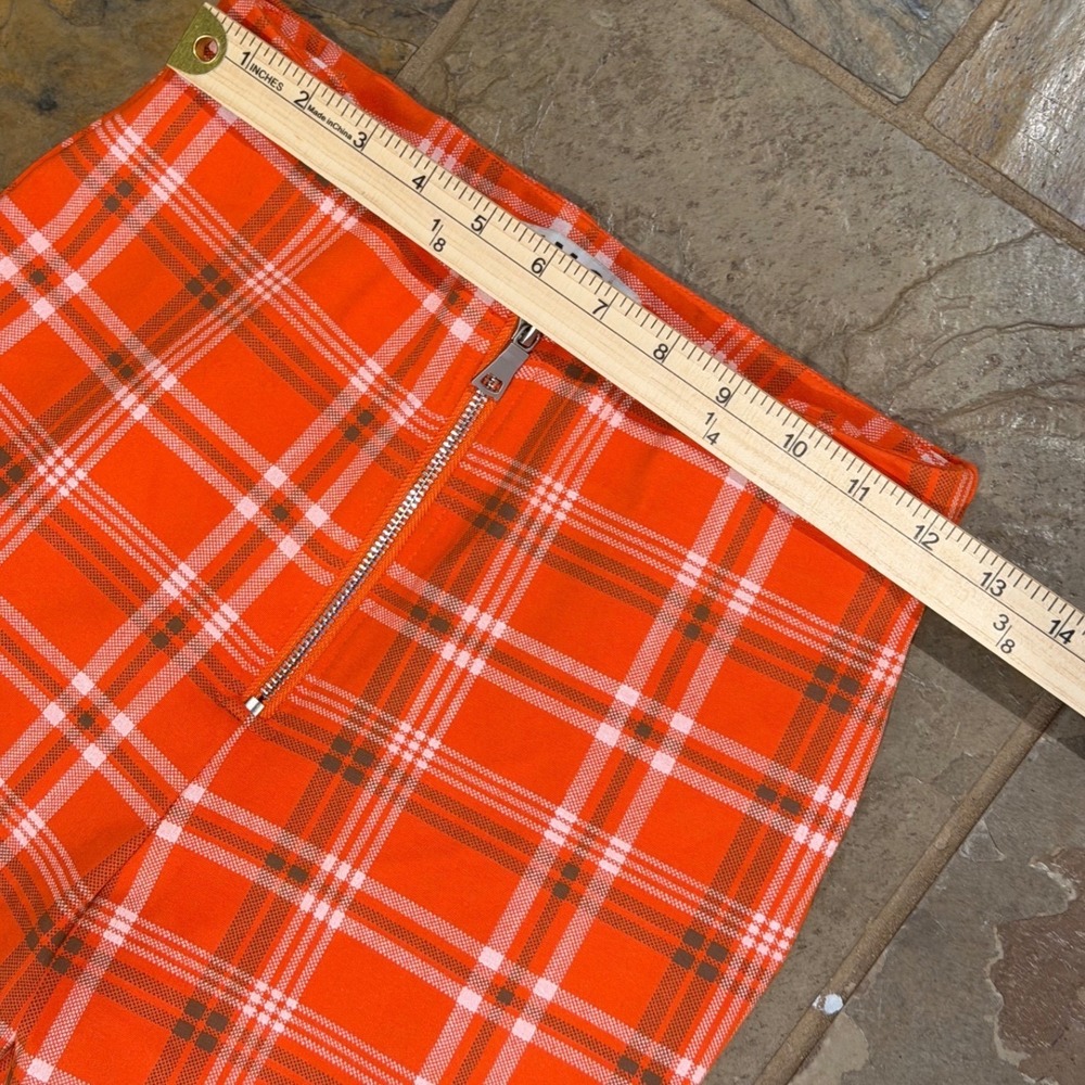 I.AM.GIA Orange Polaris Plaid High Waisted Flare Pants Exposed Zip Slim Fit S - Picture 9 of 15